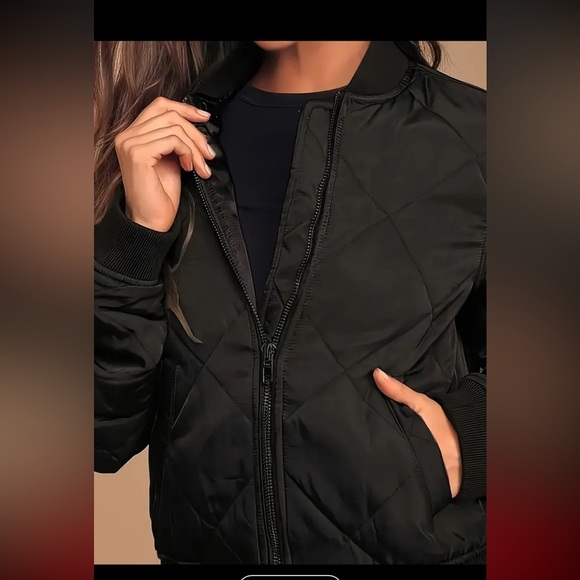 Zip-up Quilted Puffy Coat, Casual Thermal Long Sleeve Pockets Coat - Picture 3 of 6